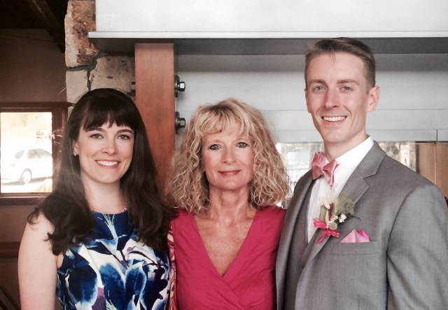 Cheyne with his sister and his mom